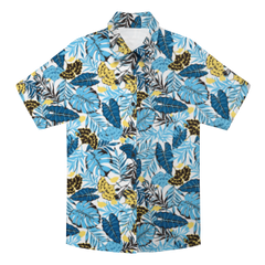 Custom Photo Hawaiian Shirt – Personalized Golden Sunflower & Tropical Foliage Tee – Unique DIY Aloha Vibe Vacation Wear