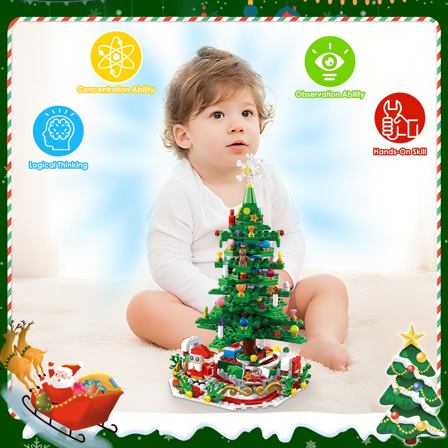 701-Piece Christmas Tree Advent Calendar Building Blocks – Build-a-Day Countdown Toy with Festive Glowing Lights, 24 Daily Surprises & Mini Figures, Holiday Tabletop Decor & Gift for Kids & Adults
