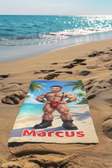Custom Muscle Beach Towel with Face, Funny Gift for Him, Bachelor Party Gift, Workout Lovers.