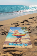 Personalized Funny Beach Towel with Face & Name, Custom Grandpa Gift, Funny Bath Towels.