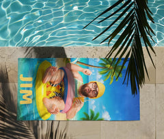 Personalized Beach Towel with Face and Name, Funny Pool Float Vacation Gift, Birthday Gift .
