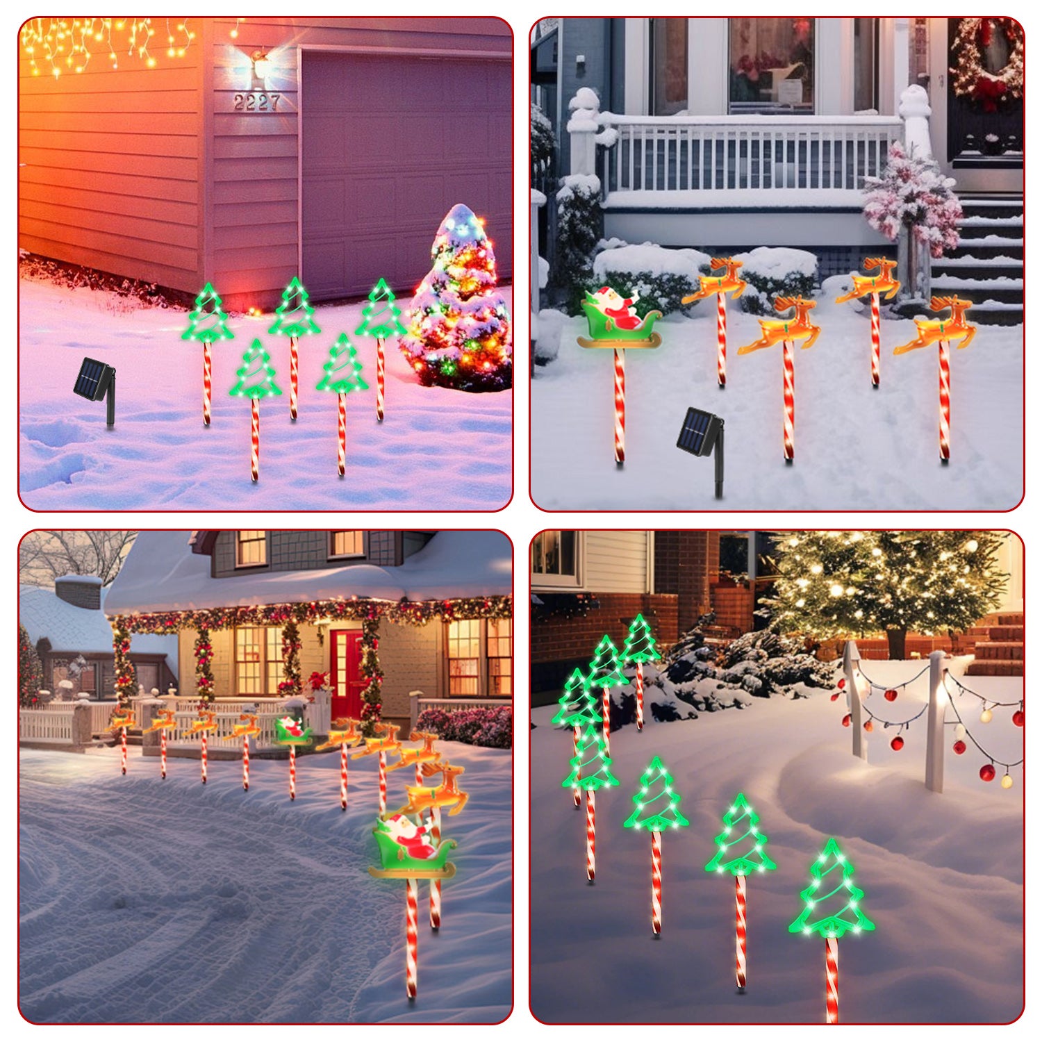 5Packs Christmas Outdoor Pathway Light With 8 Modes IP44 Waterproof Xmas Decoration Stake Light Tree Candy Light For Garden Lawn Porch Yard Driveway