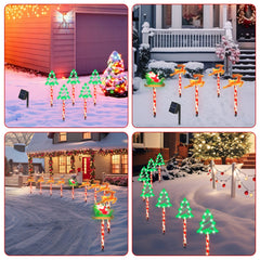 5Packs Christmas Outdoor Pathway Light With 8 Modes IP44 Waterproof Xmas Decoration Stake Light Tree Candy Light For Garden Lawn Porch Yard Driveway