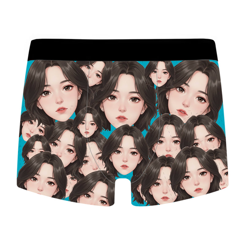 Custom Property of My Family Face Boxer Briefs – Personalized Funny All-Over Print Photo Underwear – Hilarious DIY Gag Gift for Men