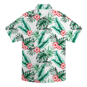 Custom Photo Hawaiian Shirt – Personalized Purple Orchid & Lush Jungle Leaf Tee – Unique DIY Exotic Summer Travel Apparel