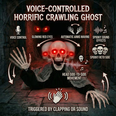 Halloween crawling ghosts, with sound activating props, red LED glowing eyes and terrifying sound effects, suitable for haunted house and courtyard decorations