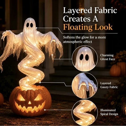 Rotating Ghost Pumpkin Patio Lamp - Perfect for adding a touch of spooky atmosphere to your outdoor space