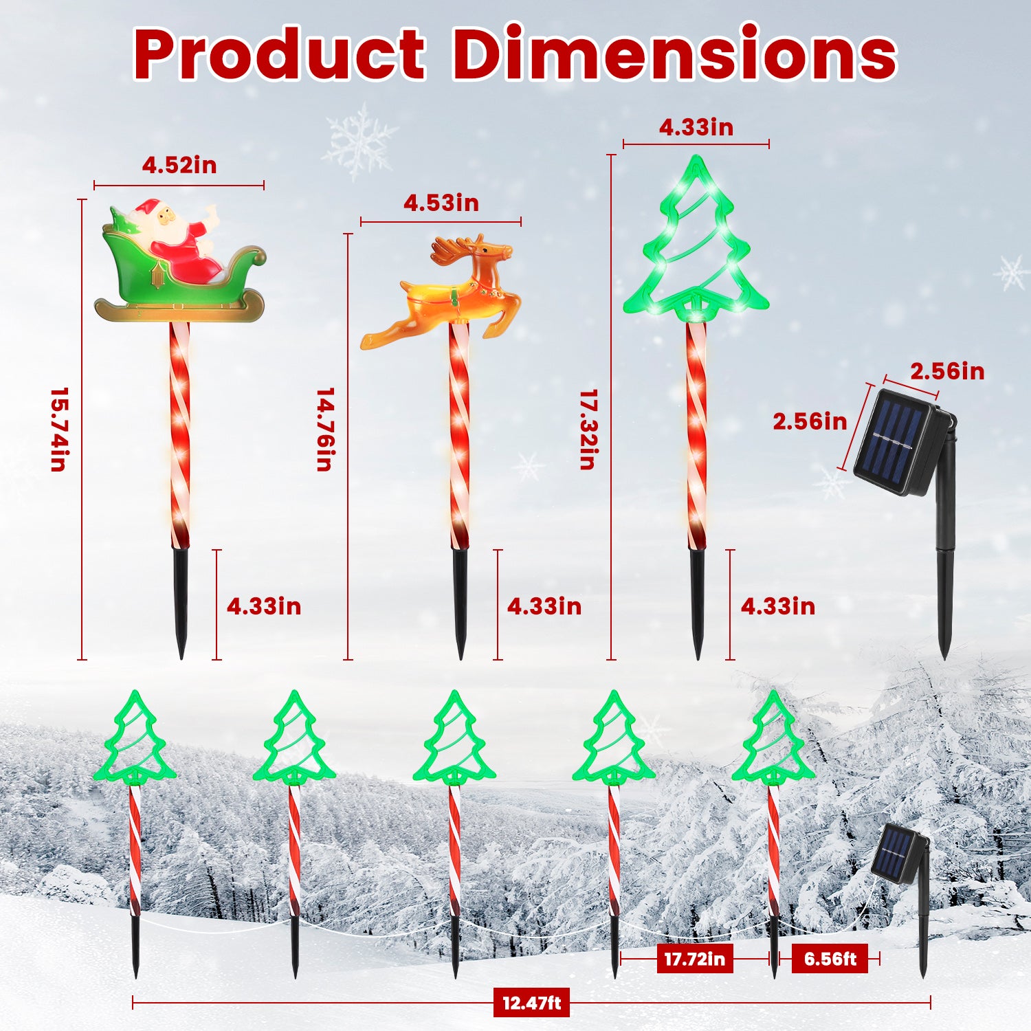 5Packs Christmas Outdoor Pathway Light With 8 Modes IP44 Waterproof Xmas Decoration Stake Light Tree Candy Light For Garden Lawn Porch Yard Driveway
