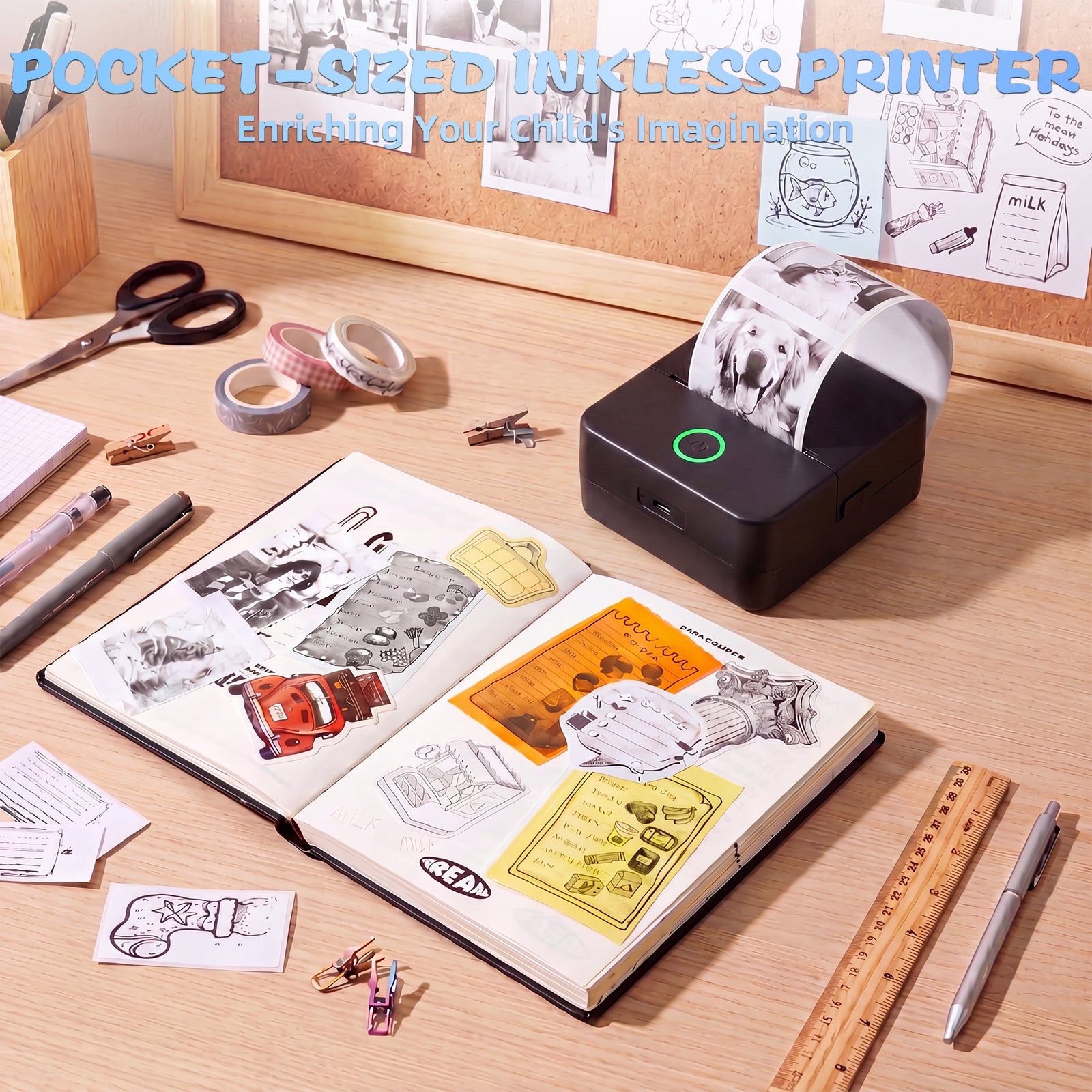 Mini Portable Bluetooth Thermal Printer | Inkless Pocket Sticker & Photo Printer for Notes, Lists & DIY Art