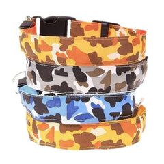 LED Camo Light Up Dog Collar, Glowing Safety Collar for Night Walking, Adjustable Nylon Pet Collar for Small Medium Large Dogs