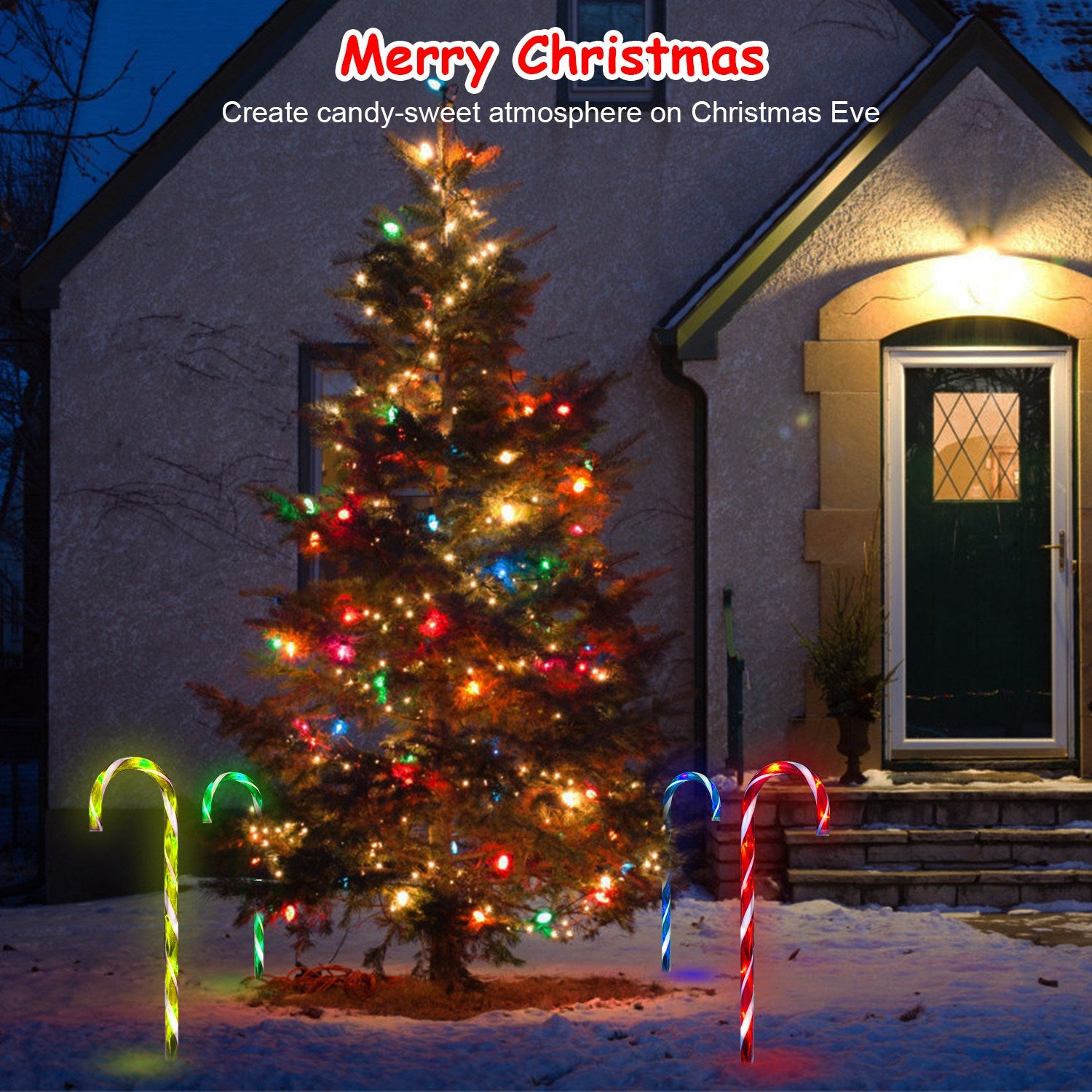 Solar Christmas Candy Cane Light IP55 Waterproof Stake Light Lamp for Patio Yard Garden Pathway Outdoor Christmas Decorative Light