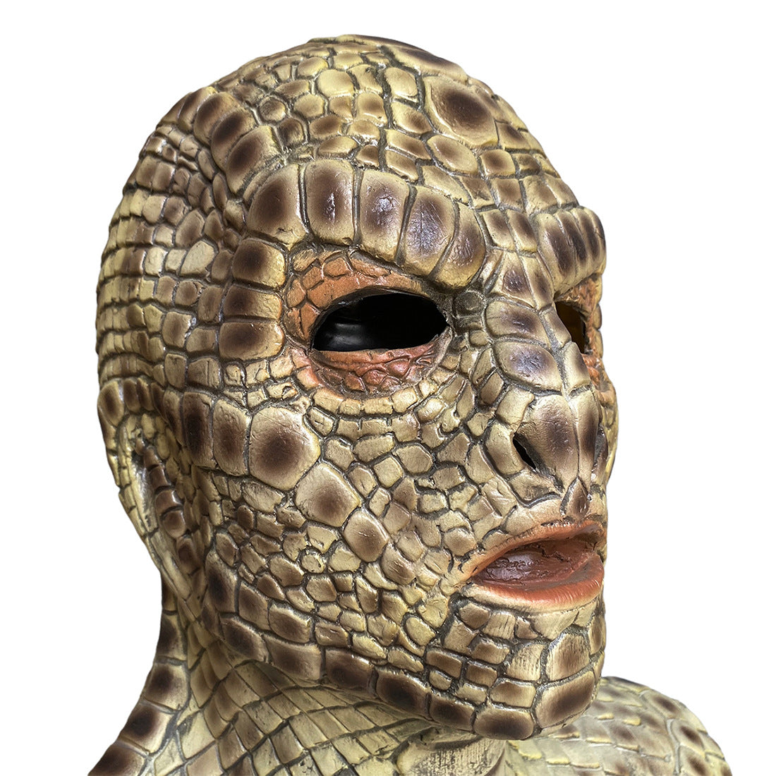 Reptile Snake Full Head Mask with Neck, Realistic Lizard Skin Latex Mask, Scary Serpent Costume Mask for Halloween Cosplay Party