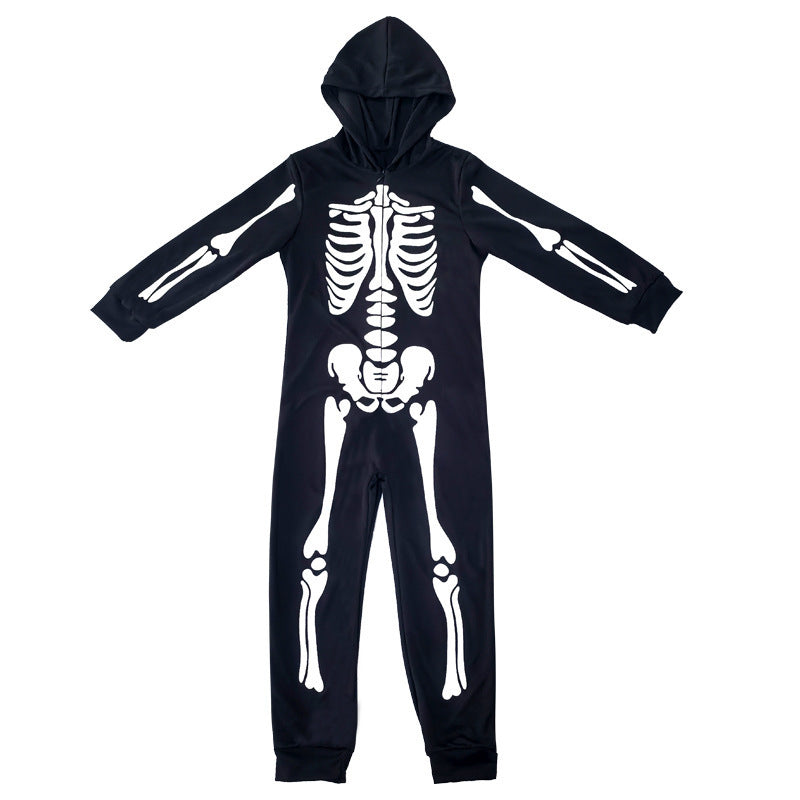 Halloween 3D Skull Glowing Children's Clothing - One-piece Skeleton Costume