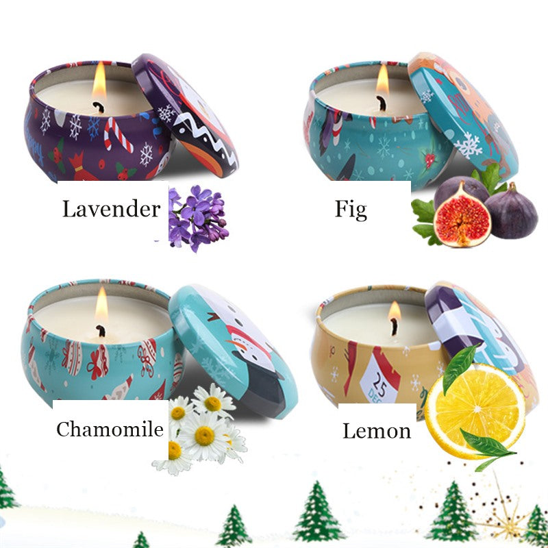 Soy Wax Christmas Candle Gift Set – 4 Scents, Holiday Gift Box
