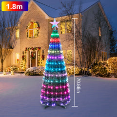 4.9FT 166Pcs LED Lights Collapsible Christmas Tree Light with Remote App Control IP65 Waterproof Customized Multi-Color Mode Timer Setting Work with A