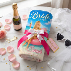 Bridal Beach Towel Custom Face, Bride to Be Bachelorette Party Gift, Future Mrs Photo.