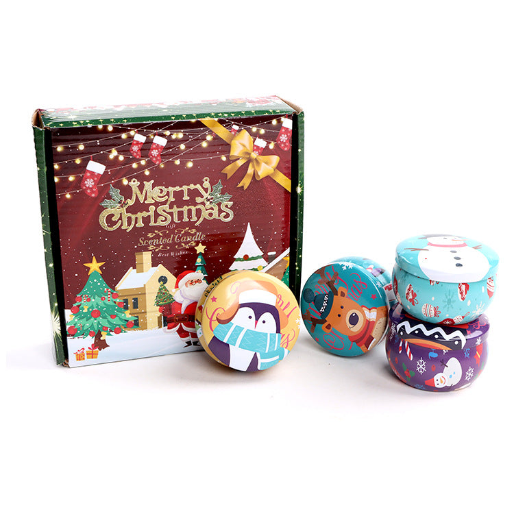 Soy Wax Christmas Candle Gift Set – 4 Scents, Holiday Gift Box