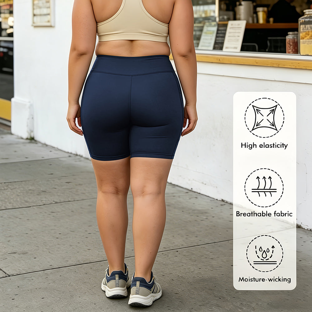 Large-sized yoga shorts - Personalized handprint pattern and text