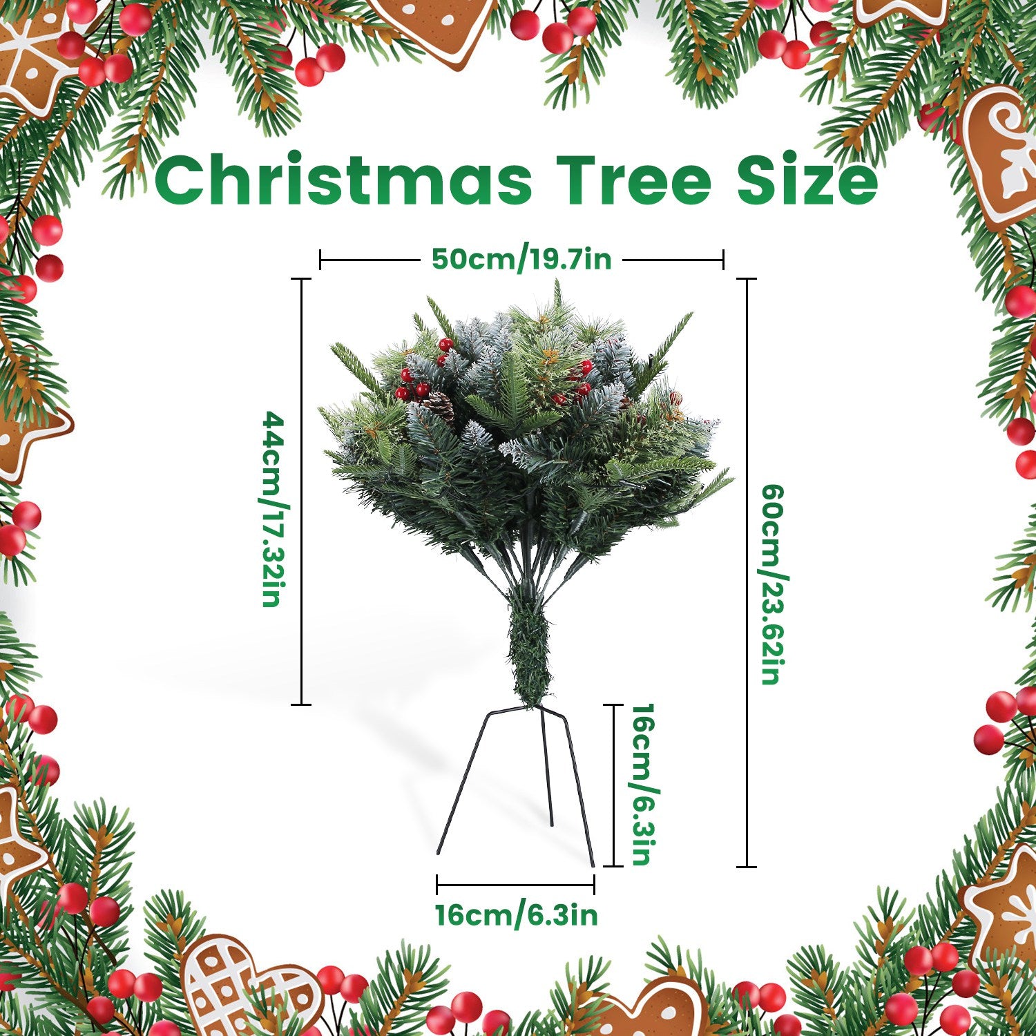2Pcs Christmas Tree Urn Filler With Light Artificial Lighted Xmas Trees Light with Cones Berries Holiday Planter Filler LED Pathway Pine Tree IP44 Wat
