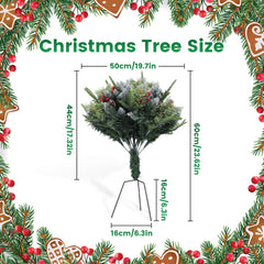 2Pcs Christmas Tree Urn Filler With Light Artificial Lighted Xmas Trees Light with Cones Berries Holiday Planter Filler LED Pathway Pine Tree IP44 Wat
