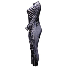 Halloween women's cosplay jumpsuit with human bone print and gothic style for costume party