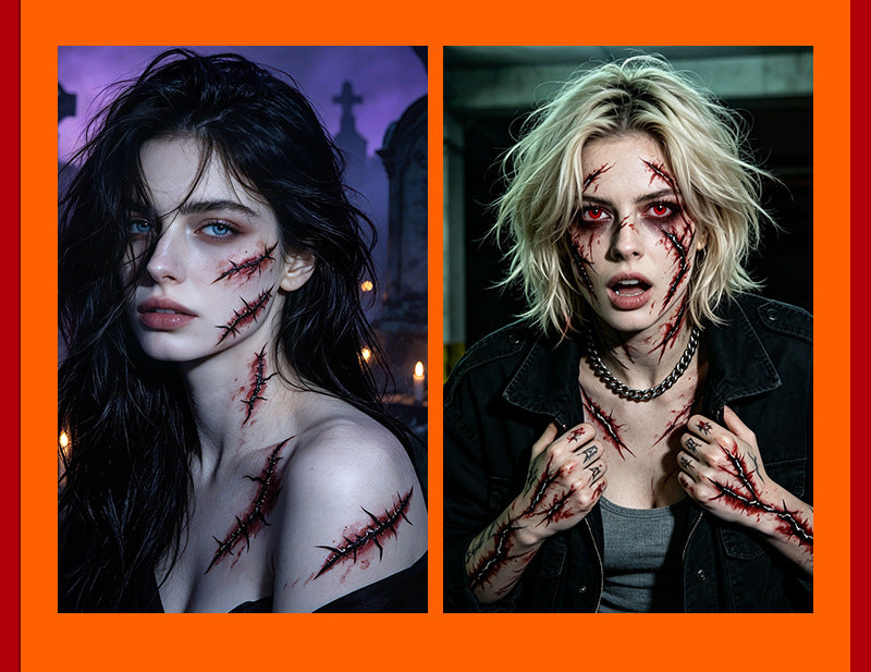 Halloween horror surgical thread wound tattoo sticker