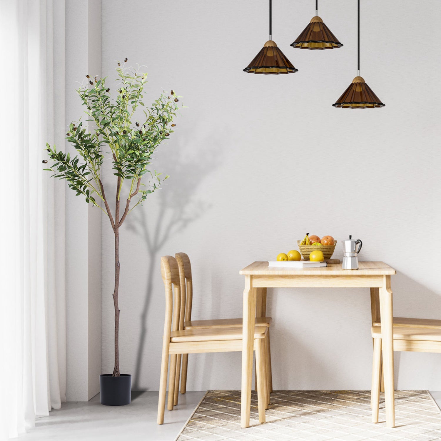 5.9FT Artificial Olive Tree Tall Fake Olive Plant Faux Potted Olive Tree with Lush Olive Branches and Fruits with Black Planter Pot for Modern Home Of