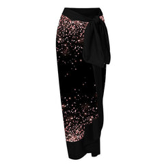 Black Rose Gold Glitter Print Swimsuit & Sarong Set