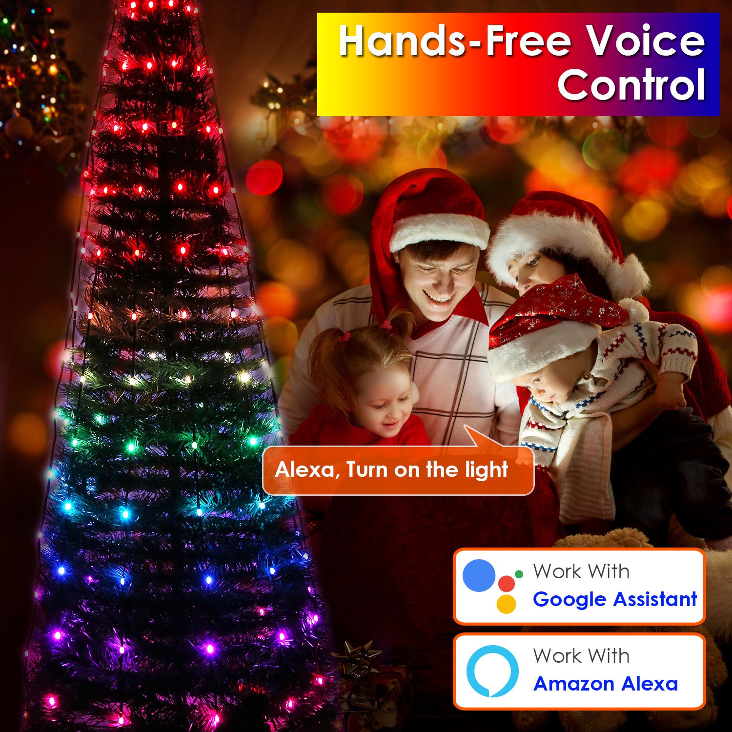4.9FT 166Pcs LED Lights Collapsible Christmas Tree Light with Remote App Control IP65 Waterproof Customized Multi-Color Mode Timer Setting Work with A