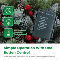 2Pcs Christmas Tree Urn Filler With Light Artificial Lighted Xmas Trees Light with Cones Berries Holiday Planter Filler LED Pathway Pine Tree IP44 Wat