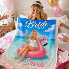 Bridal Beach Towel Custom Face, Bride to Be Bachelorette Party Gift, Future Mrs Photo.