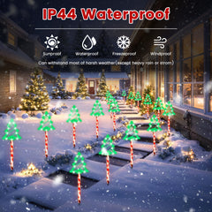 5Packs Christmas Outdoor Pathway Light With 8 Modes IP44 Waterproof Xmas Decoration Stake Light Tree Candy Light For Garden Lawn Porch Yard Driveway