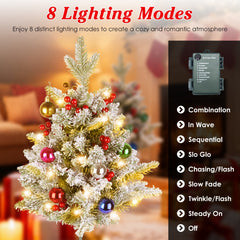 2Pcs Solar Powered Lighted Christmas Tree Urn Filler With Light Artificial Xmas Trees Light with Berries Decor Balls LED Pathway Pine Tree IP44 Waterp