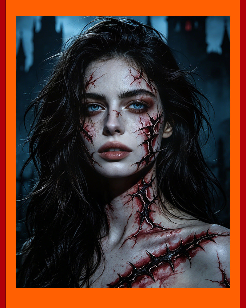 Halloween horror surgical thread wound tattoo sticker