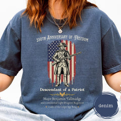 Custom Descendant of a Patriot Shirt, Vintage American Flag Graphic on Comfort Colors Tee, Revolutionary War Heritage TShirt, 250th Birthday