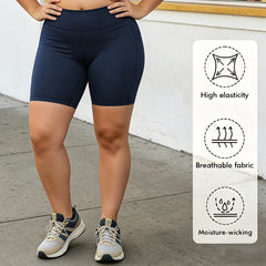 Large-sized yoga shorts - Personalized handprint pattern and text