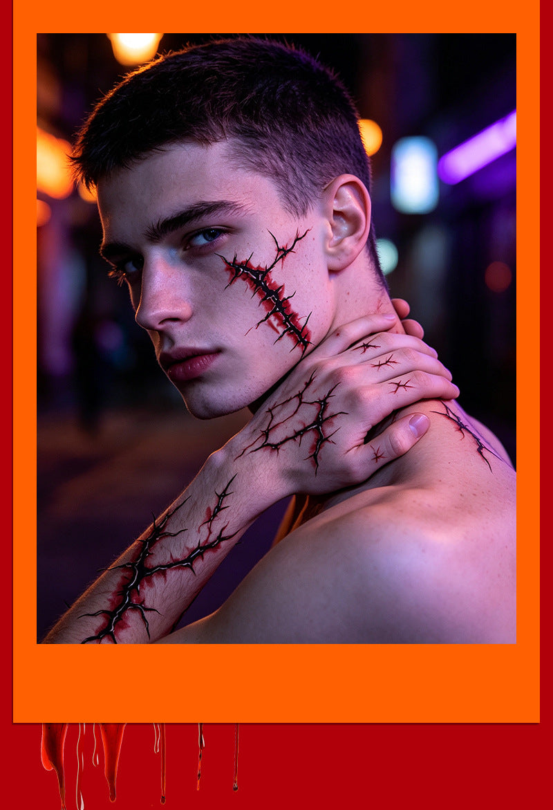 Halloween horror surgical thread wound tattoo sticker