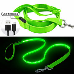 LED Dog Leash - Rechargeable Light-Up Pet Leash for Night Walks | 7 Glow Colors | USB Charging, Strong Clip & Comfortable Non-Slip Grip