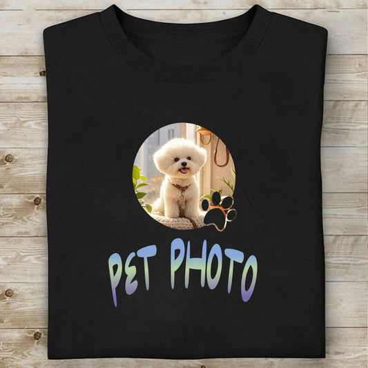 Custom Pet Photo with name in Gradient Finish T-shirts
