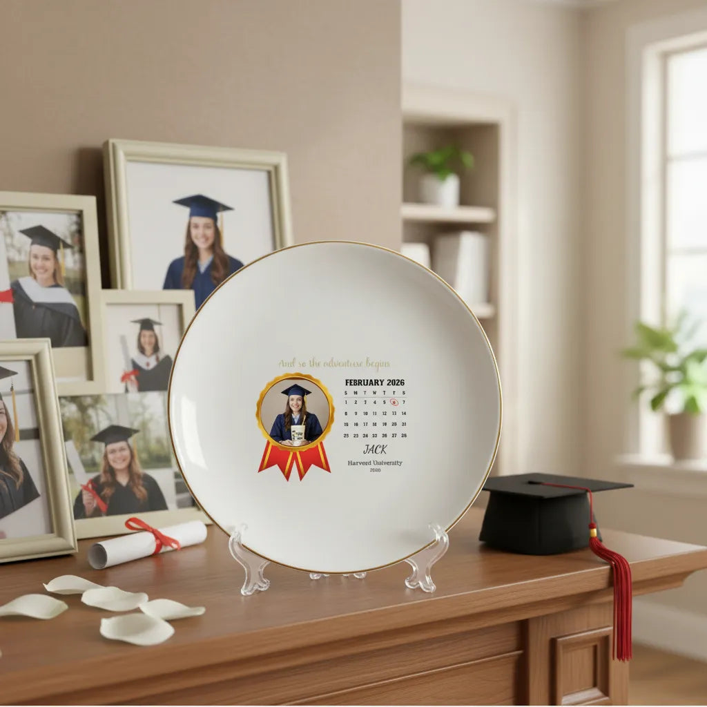 Custom Graduation Calendar Personalized Round Jewelry Dish