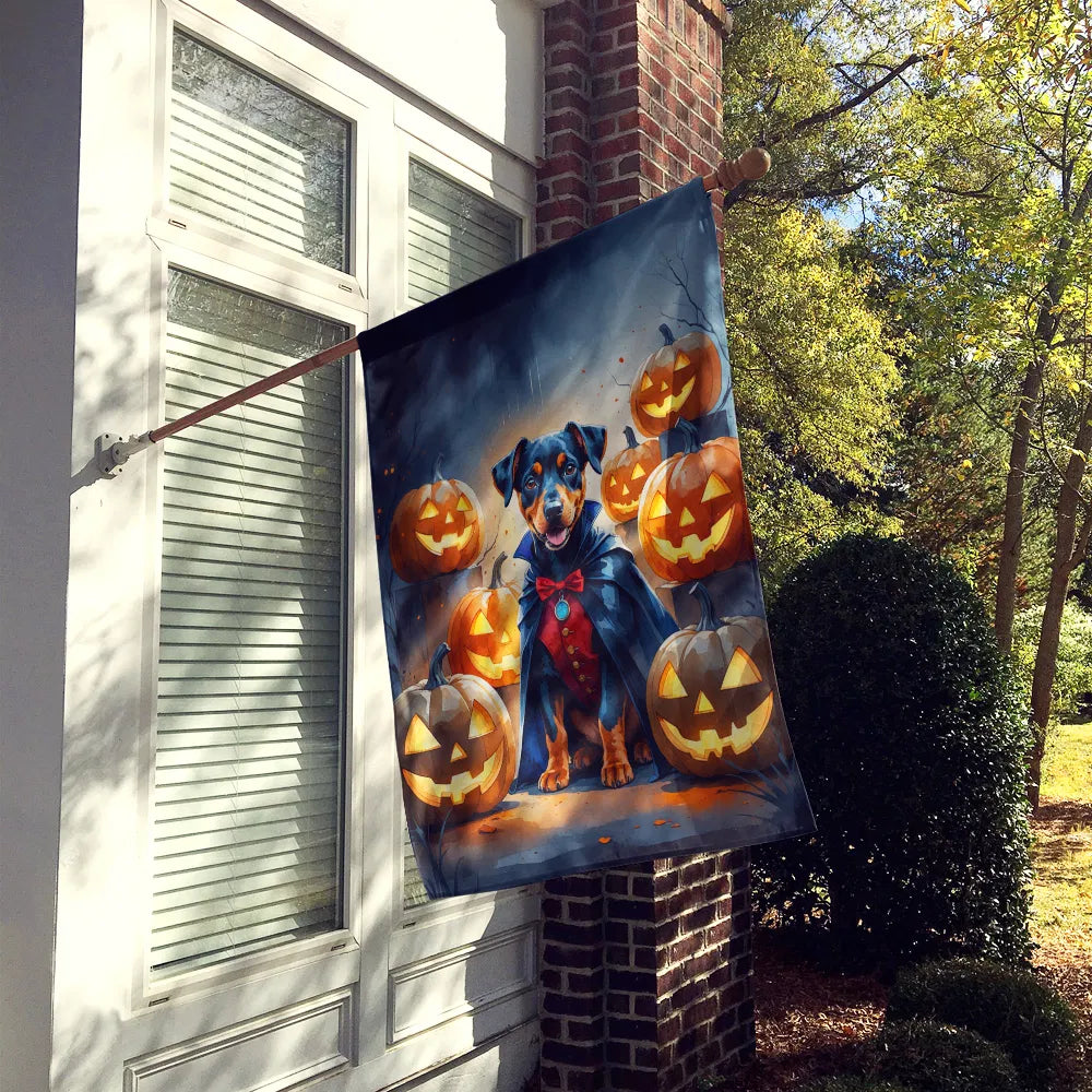 doberman pinscher puppy halloween house flag - product photo 2 of 8