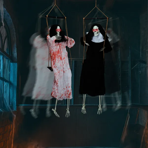 2 pack 3 ft hanging grim reaper ghosts - product photo 3 of 6