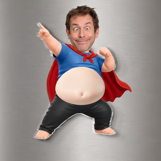 Custom Photo Dad Bod Belly Squishy Acrylic Fridge Magnet – Personalized Father's Day Funny Gifts For Dad, Grandpa – Official Belly Appreciation Club