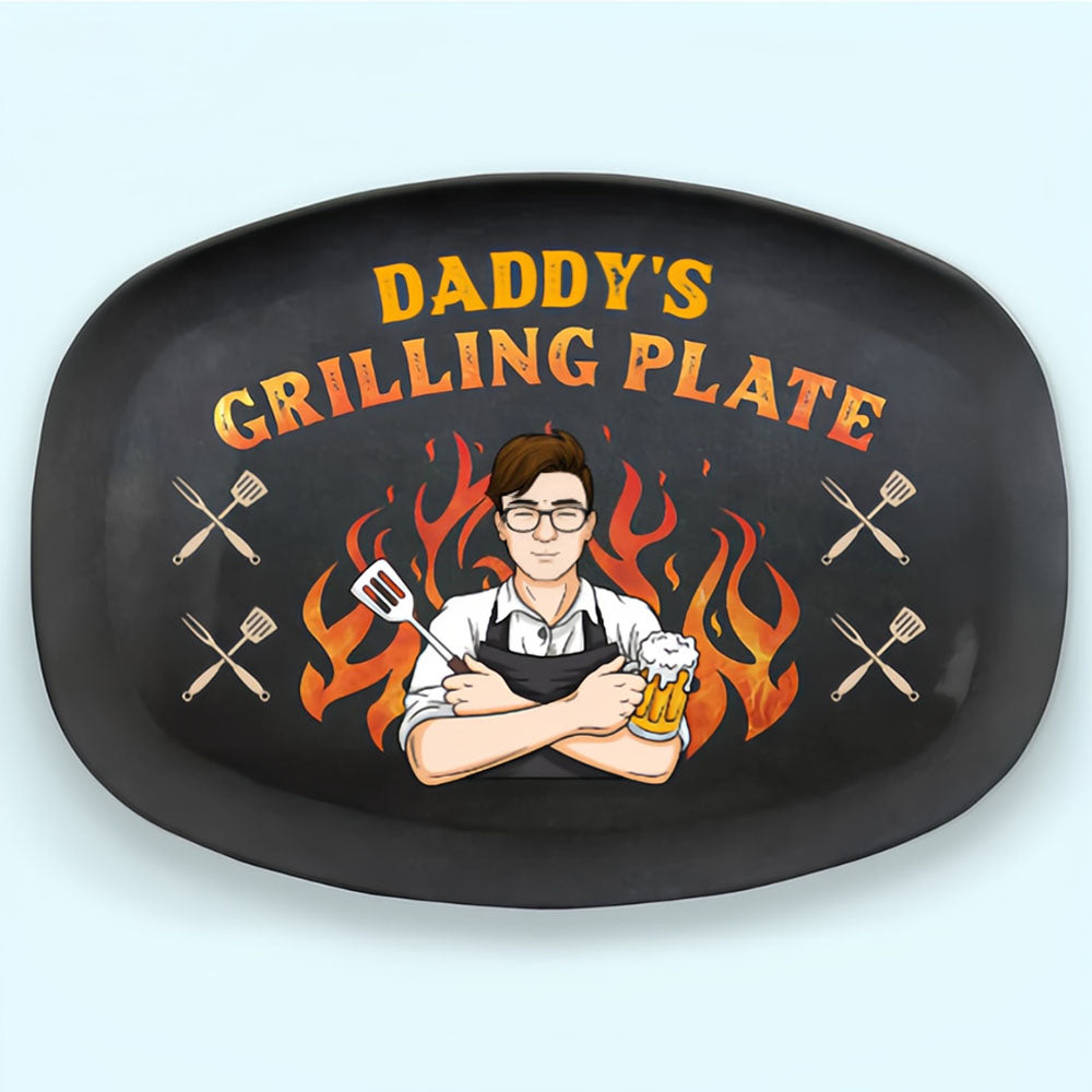 My Dad Loves Cooking For Me - Family Personalized Custom Platter - Father's Day, Birthday Gift For Dad