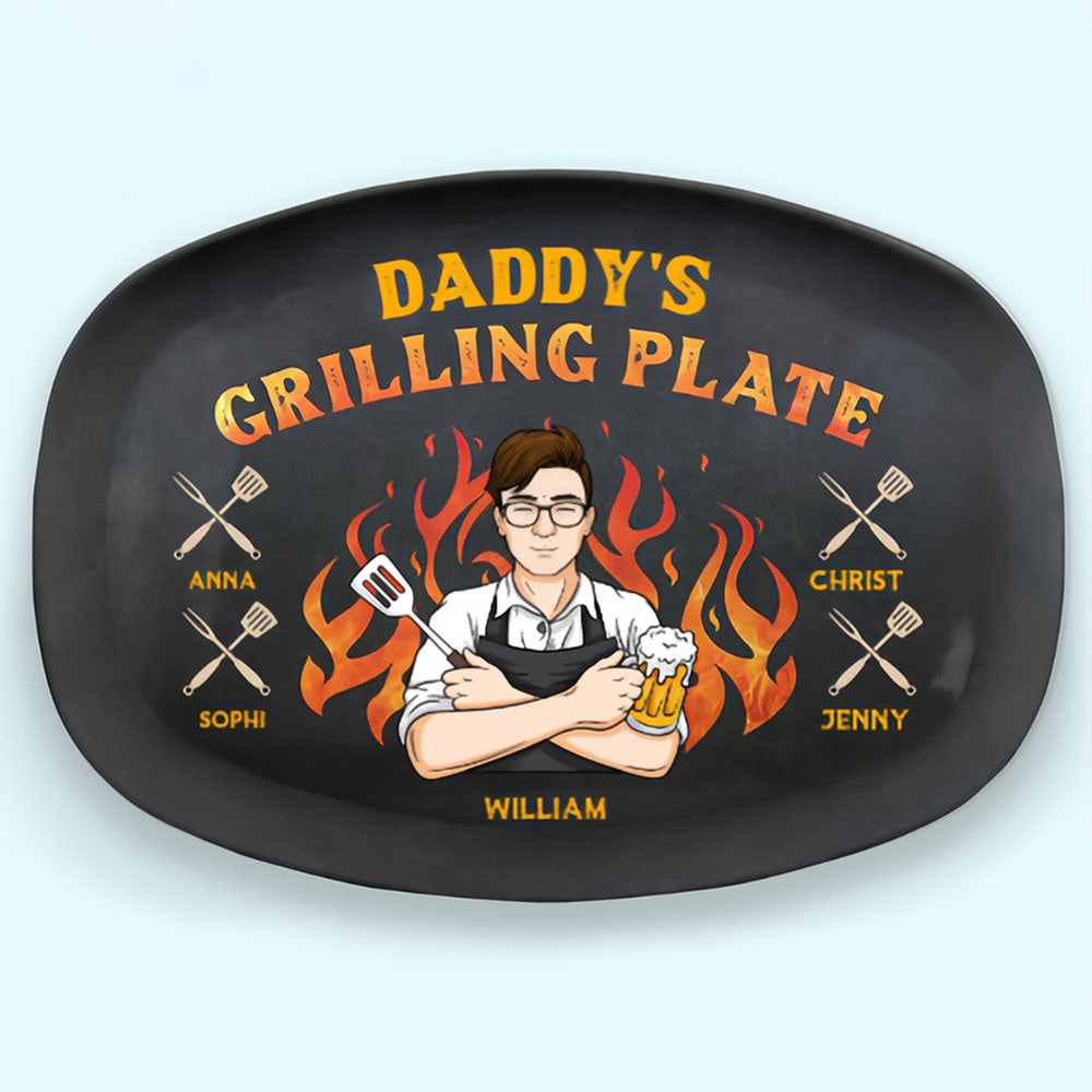 My Dad Loves Cooking For Me - Family Personalized Custom Platter - Father's Day, Birthday Gift For Dad
