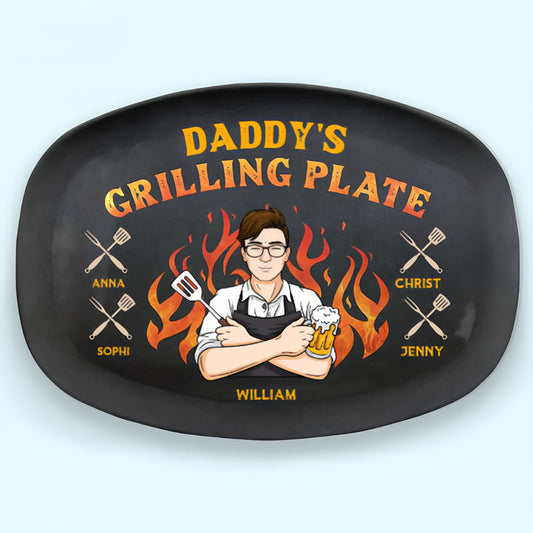 My Dad Loves Cooking For Me - Family Personalized Custom Platter - Father's Day, Birthday Gift For Dad