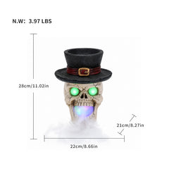 Size diagram of the top hat skull fogger with its height, width and depth measured in inches and its weight in pounds