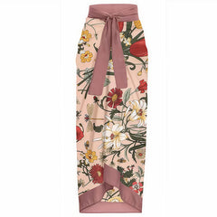 High Waist Sarong Cover Up Floral Bathing Suit