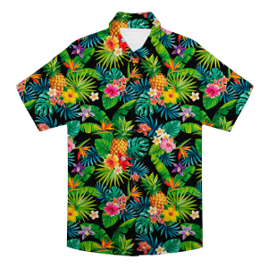 Custom Photo Hawaiian Shirt – Personalized Midnight Tropical Forest & Floral Tee – Unique DIY Dark Aesthetic Island Style Gift