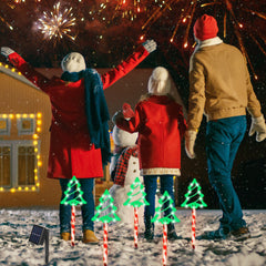 5Packs Christmas Outdoor Pathway Light With 8 Modes IP44 Waterproof Xmas Decoration Stake Light Tree Candy Light For Garden Lawn Porch Yard Driveway